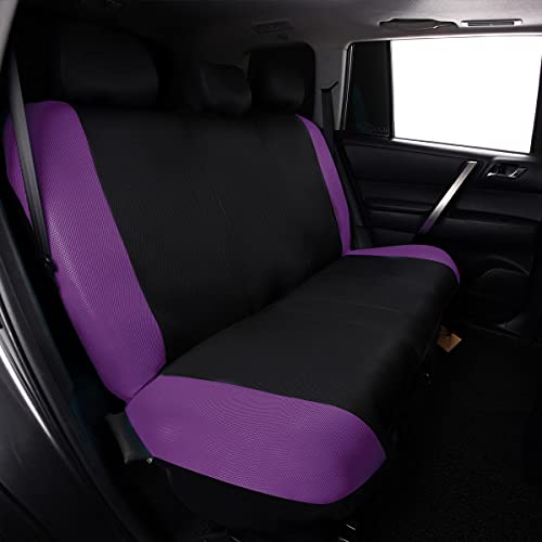 Flying Banner car seat Covers Full Set All Air Mesh Breathable Man Lady Airbag Compatible Rear Bench Split 40/60 50/50 60/40 Truck Pick Up (Full Set - Low Back, Black Gray Purple) - color: Black Gray Purple