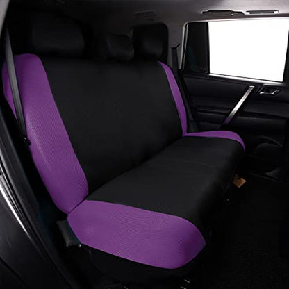 Flying Banner car seat Covers Full Set All Air Mesh Breathable Man Lady Airbag Compatible Rear Bench Split 40/60 50/50 60/40 Truck Pick Up (Full Set - Low Back, Black Gray Purple) - color: Black Gray Purple