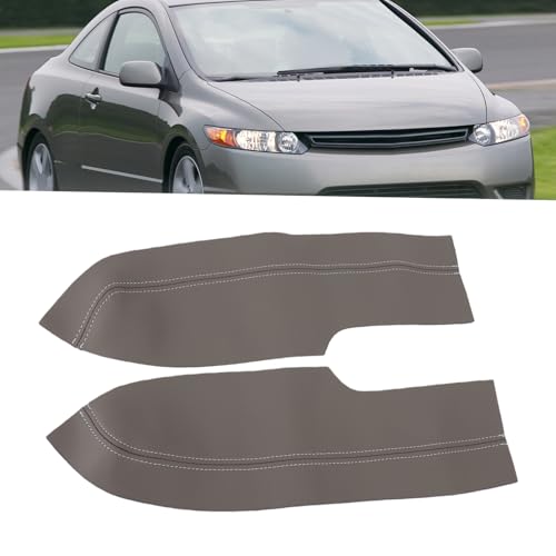 2Pcs / Set Front Door Panel Armrest Cover Protector Microfiber Leather Replacement 2005 to 2011 (Grey)