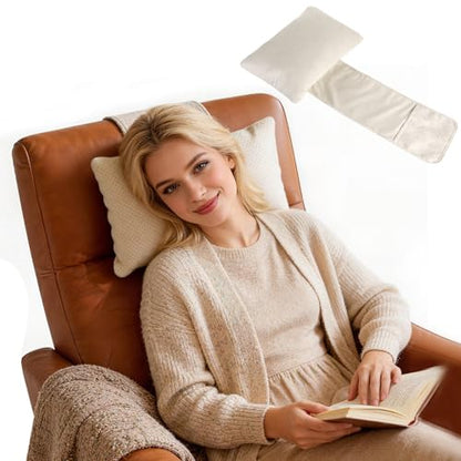 Dual-Layer Ultra-Suede Neck Support Pillow for Recliners, Sofas & Office Chairs - Breathable Mesh, Removable Cover, Orthopedic Cervical Support for Pain Relief (Beige)