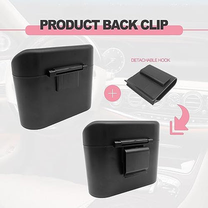 Car Trash Can with Lid Leakproof Mini Vehicle Trash Bin and One Roll Plastic Trash Bag Automotive Garbage Container Bin for Vehicle Home Office (Black)
