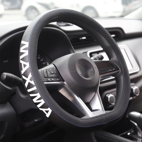 XITER Leather Steering Wheel Cover for Nissan Maxima 2016-2023-With "Maxima " LOGO - color: Maxima 2016-2023,With "Maxima " LOGO