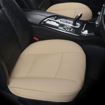 Luxury PU Leather Car Seat Cover Protector Front Car Seat Cover Seat Bottom Cover Single Seat Cover-Compatible with 90% Vehicles (Width 20.8× Deep21 × Thick 0.2 inch) (Beige) - color: Beige
