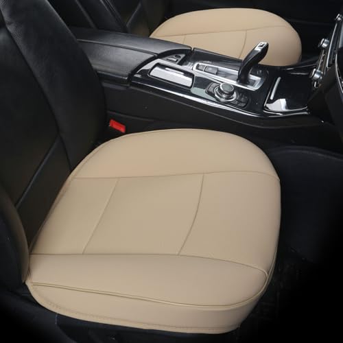 Luxury PU Leather Car Seat Cover Protector Front Car Seat Cover Seat Bottom Cover Single Seat Cover-Compatible with 90% Vehicles (Width 20.8× Deep21 × Thick 0.2 inch) (Beige) - color: Beige