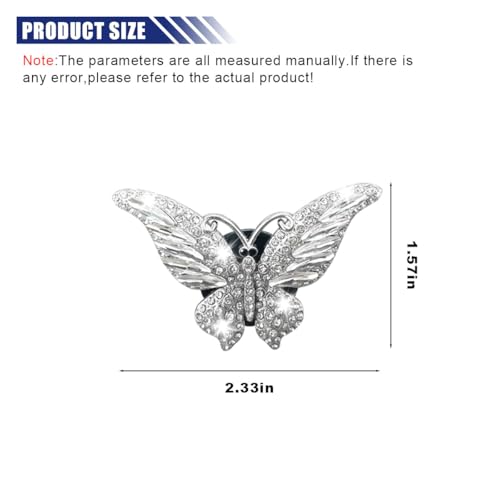 3PCS Bling Butterfly Car Air Vent Clips, Crystal Rhinestone Car Vent Clip, Cute Diffuser Car Vent Clip, Car Interior Decoration Charm Accessories for Girl Women (White)