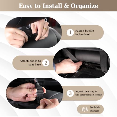 Coverado Car Backseat Organizer(2 Packs) with Tablet Tray, Nappa Leather Organizer for Car Seat Back, Waterproof Car Seat Organizer with Touch Screen, Seat Protector Kick Mats for Kids - size: 2 Packs