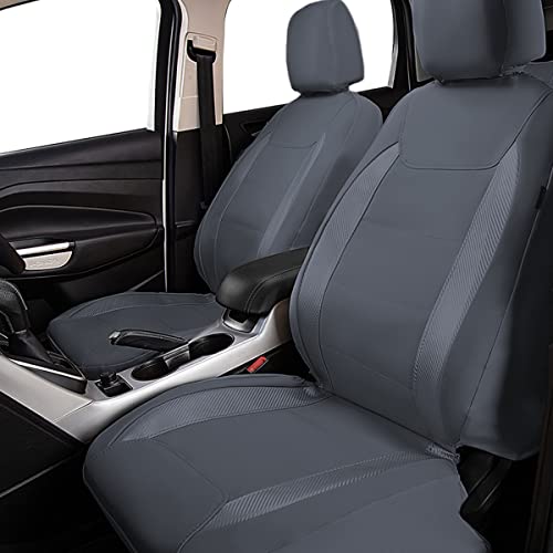 Flying Banner car seat Covers Protects Water Proof Faux Leather Carbon Fiber Front and Rear Bench Split 40/60 50/50 60/40(Gray Gray, Full Set - 8PCS) - color: Gray Gray, size: Full Set -- 8PCS