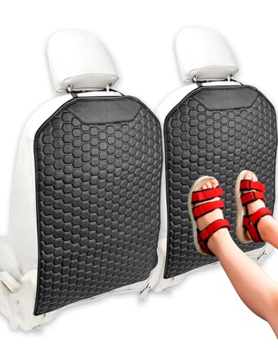 Owleys Kick Mat Back Seat Protector - Car Back Seat Cover for Kids Feet - Waterproof & Sturdy Protector for Upholstery from Dirt, Mud, Scratches and Stain (Black 2 pcs) - color: Black 2 pcs