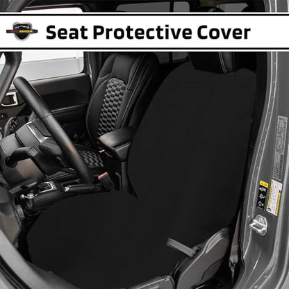 Seat Armour Black Car Seat Towel Cover – Soft, Machine Washable & Absorbent Seat Protector – Quick Install, Multipurpose Vehicle Seat Cover for Workout, Beach, Travel – Universal Fit