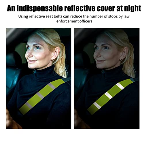 DOSTATNI 2 Packs Yellow High Visibility Safety Seat Belt Cover Reflective Seat Belt Covers Neon Green Seat Belt Cover for Cars Trucks Seat Belt Compliance 17.7” x 2.7”