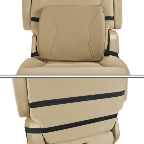 BDK Universal Fit Cushioned Back Car Support Lumbar - (Beige) - color: Beige