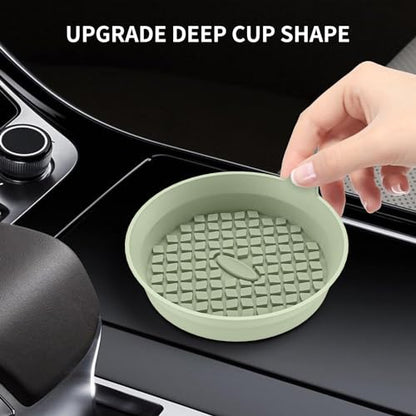 Car Cup Holder Coasters [4 Pack] Silicone Cups Mats, Automotive Universal Non-Slip Recessed Interior Accessories Desert Sage - color: 4pack-desert Sage