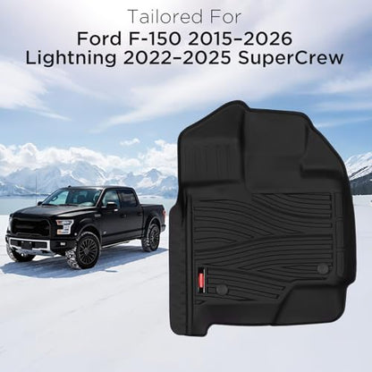 Rubbermaid Car Mats for Ford F-150 2015–2026 & F-150 Lightning 2022–2025 Super Crew Cab (No Fold Flat Storage) | Custom Fit All Weather Floor Mat Heavy Duty Car Mat - size: For Ford F150 2015-2026 & F150 Lightning 2022–2025