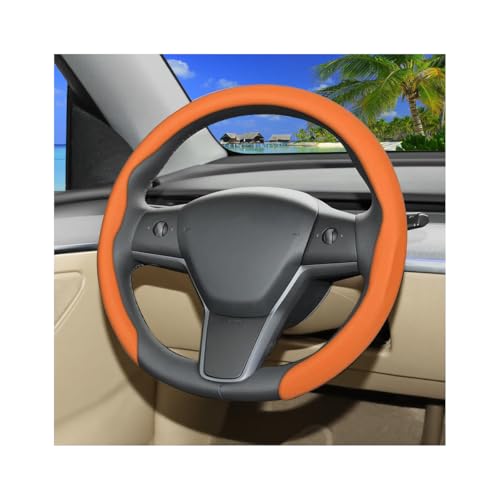 Car Steering Wheel Cover, Non-Slip 15 Inch Breathable Automotive Wheel Protector, Enhanced Driving Comfort Vehicle Interior Steering Cover Accessories, Universal for Truck SUV (Orange) - color: Orange