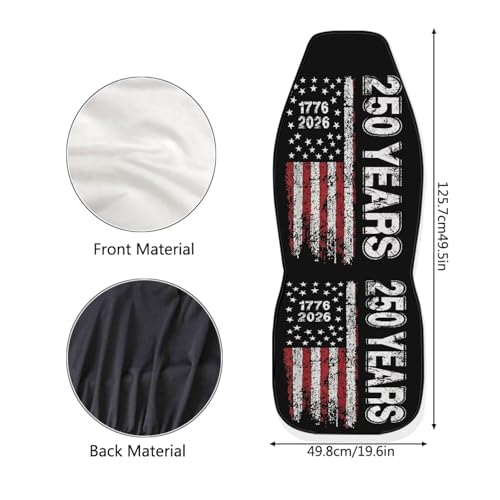 INSTANTARTS 250th Years Front Car Seat Covers Soft Car Seat Protectors 2 Packs Easy to Install Auto Accessories Compatible with Most Cars, SUVs, Trucks - color: 250th Years US Flag