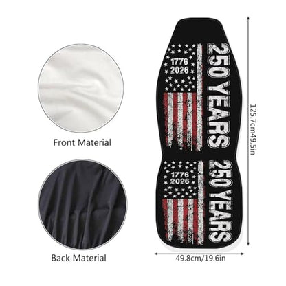INSTANTARTS 250th Years Front Car Seat Covers Soft Car Seat Protectors 2 Packs Easy to Install Auto Accessories Compatible with Most Cars, SUVs, Trucks - color: 250th Years US Flag