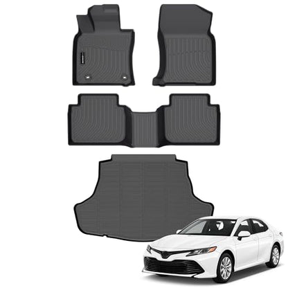 Auxko All Weather Floor Mats Cargo Mat Fit for Toyota Camry AWD 2024 2023 2022 2021 2020 2019 2018 TPE Floor Liner Trunk Mat Camry Accessories All Season Odorless Anti-Slip Black - size: camry awd|2020-2024|floor+cargo mats