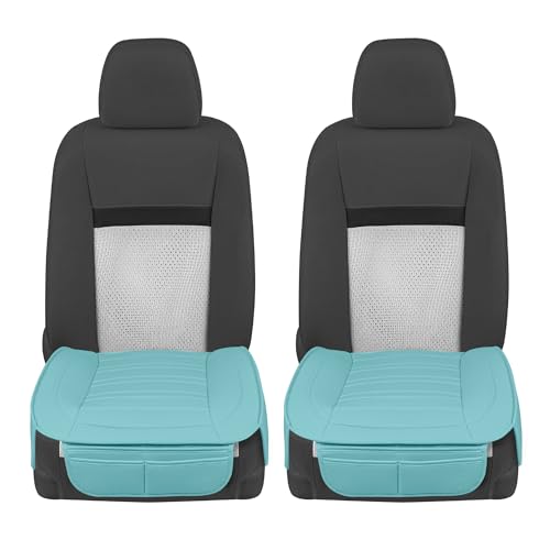 Motor Trend Seat Covers for Cars Trucks SUV, Faux Leather 2-Pack Mint Padded Car Seat Covers with Storage Pockets, Premium Interior Car Seat Cover