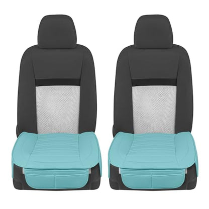 Motor Trend Seat Covers for Cars Trucks SUV, Faux Leather 2-Pack Mint Padded Car Seat Covers with Storage Pockets, Premium Interior Car Seat Cover