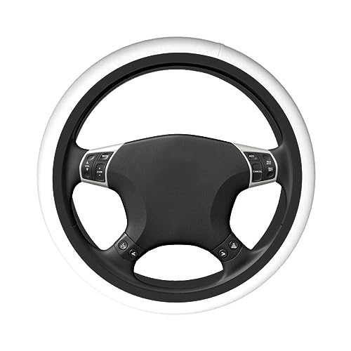 Elastic Stretch Steering Wheel Cover,Warm in Winter and Cool in Summer, Car Universal 15 inch, Microfiber Breathable Ice Silk, Anti-Slip, Odorless, Easy Carry,White - color: White