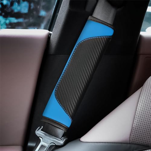 2PCS Car Seat Belt Cover, Carbon Fiber Seatbelt Shoulder Protection, Soft Car Seat Belt Strap Cushion Protect Your Neck and Shoulder, Car Accessories Seat Belt Pad for Car Truck (Blue) - color: Blue