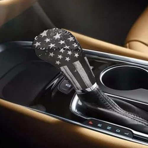 American Flag Black Print 2 Pcs Car Gear Shift Knob Cover Handbrake Cover Comfortable Vehicle Shift Lever Handle Protector Car Gear Shift Cover Set Universal Fit for Cars - color: American Flag Black