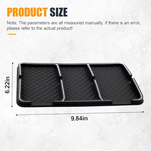 YoRise Bling Rhinestone Car Dashboard Mat, Anti-Slip Strong Gripping Automotive Center Console Tray, Multifunctional Vehicle Interior Storage Holder Pad for Key, GPS, Sunglass, Smartphone(Diamand) - size: Diamand