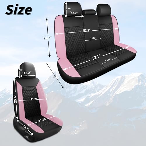 HChengkikz Car Seat Covers, Breathable and Waterproof Front Seat Covers, Luxury PU Universal Fit Automotive Airbag Compatible for Cars Sedans SUV and Truck (2 Pieces, Front Seat, Pink) - color: N1 Black Pink, size: Front Seat