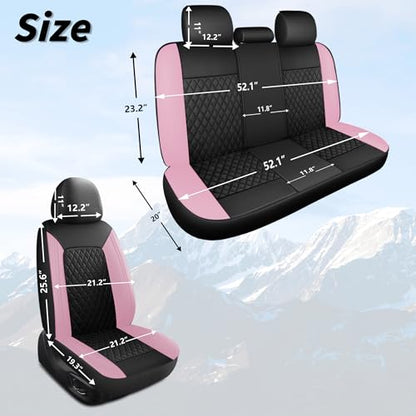 HChengkikz Car Seat Covers, Breathable and Waterproof Front Seat Covers, Luxury PU Universal Fit Automotive Airbag Compatible for Cars Sedans SUV and Truck (2 Pieces, Front Seat, Pink) - color: N1 Black Pink, size: Front Seat