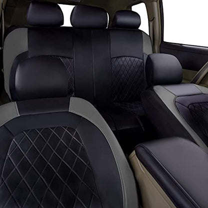 Universal Deluxe Pu Luxury Vinyl Faux Leather Car Seat Covers Full Set, Airbag Compatible, Breathable, Fit for Most Sedans, Vans, SUVs (Black and Gray) - color: Gray, size: Full Set
