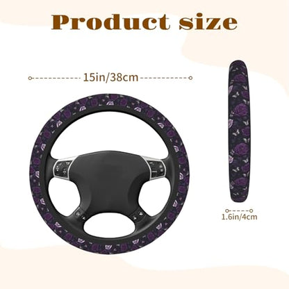 Steering Wheel Cover Accessories Neoprene Cover, Breathable Non-Slip Easy to Install Suitable for Women Men, 14.5-15.5 Inch for Car SUV Van Truck Universal - Purple Rose - color: Purple Rose