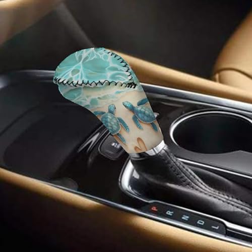 Bulopur Car Shifter Gear Hand Brake Trim Cover Set for Most Cars Van SUV Sedan Truck Auto Accessories - color: Beach Sea Turtle