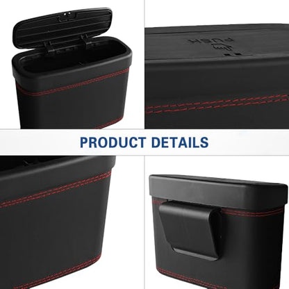 Car Trash Can with Lid, Car Trash Bin, Leakproof Vehicle Garbage Can with 30PCS Garbage Bags, Waterproof Auto Hanging Dustbin Storage Bag Container Accessories Fit SUV Office Home (Black-1PCS) - color: Black-1PCS
