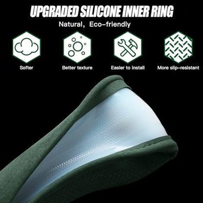 Suede Steering Wheel Cover with Upgraded Silicone Inner Ring, Breathable, Anti-Slip, Leather Universal 14.5 to 15 Inch Steering Wheel Cover (Green with Handwoven Craft) - style: Green with Handwoven Craft