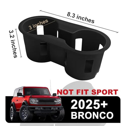 Muslogy Center Console Cup Holder Inserts Compatible with 2021-2026 Ford Bronco Accessories Middle Console Armrest Front Drink Stopper Non-Slip Silicone Rubber Organizer Drink Cup Holder Organizer - size: 25 Bronco Cup Holder