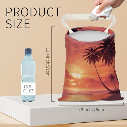 Hanging Car Garbage Bag, Cute Car Trash Can Bag, Automotive Accessories for Women Men Beautiful Tropical Sunset Palm - color: Beautiful Tropical Sunset Palm