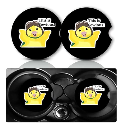 2Pack Yellow Chick Car Cup Holder Coasters,Cars Coasters for Cup Holders,2.75" Universal Anti Slip Rubber Matt,Pilot-Themed Chick Car Accessories Interior Decor,Chicks Gifts for Women,Men - color: Yellow Chick
