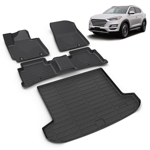 All Weather Car Floor Mats & Cargo Liner Set Fit for Hyundai Tucson 2016-2021 Floor Liners Trunk Liner Tucson Cargo Mat Accessories Black - style: 3)For Hyundai Tucson 2016-2021 Full Set