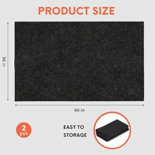 JERIA 2 Pcs 36 X 60 Inch Oil Spill Mat for Under Car Driveway,Oil Leaks Absorbent Oil Pad,Tape Rubber Mat Garage Floor with 16 PCS Tapes - size: 36'' X 60'' (2 PCS)