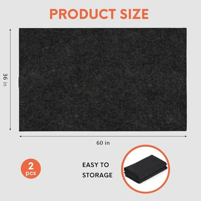 JERIA 2 Pcs 36 X 60 Inch Oil Spill Mat for Under Car Driveway,Oil Leaks Absorbent Oil Pad,Tape Rubber Mat Garage Floor with 16 PCS Tapes - size: 36'' X 60'' (2 PCS)