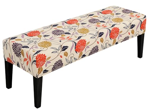 SPRINGRICO Stretch Dining Bench Cover, Removable Bench Slipcover Washable Bench Seat Protector Rectangle Bench Cover for Dining Room, Living Room, Bedroom, Kitchen (Floral4) - color: Floral4