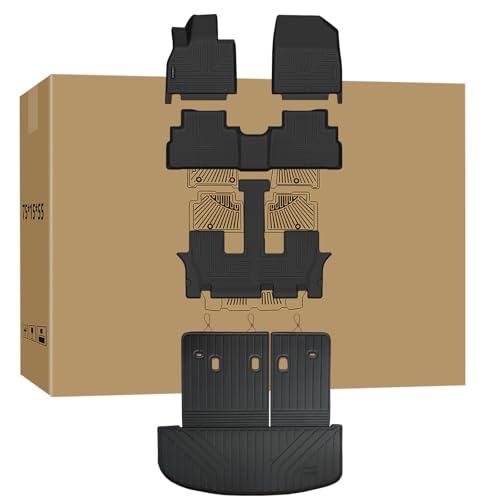 Floor Mats & Cargo Liner with Backrest Mats for 2020-2025 Kia Telluride 7/8 Seats, TPE Protectors Full Set Fit for Kia Telluride Accessories Back - size: 2020-25|Kia Telluride|full Set