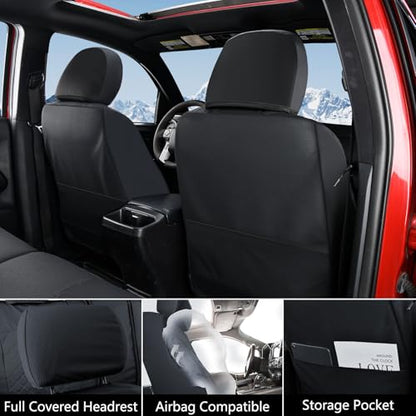 Truckiipa Tacoma Truck Seat Covers Full Set Leather Waterproof Seat Covers Fit for 2005-2015 Toyota Tacoma Double Crew Cab, Full Set, Black - color: Full Set/Black, size: Tacoma 2005-2015