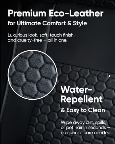 Eco-Leather Car Seat Cover – Luxury Universal Driver Seat Protector for Cars, SUVs, Trucks (Black Front) - color: Black Front