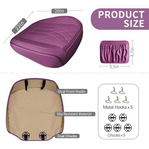 BEITK 2 Pack Leather Front Car Seat Cover Bottom Car Seat, Universal Anti-Slip Driver Car Seat Protectors with Storage Pocket, Waterproof Bottom Auto Seat Cushion Pad Mat for Most Vehicles(Purple) - color: cushion pair purple