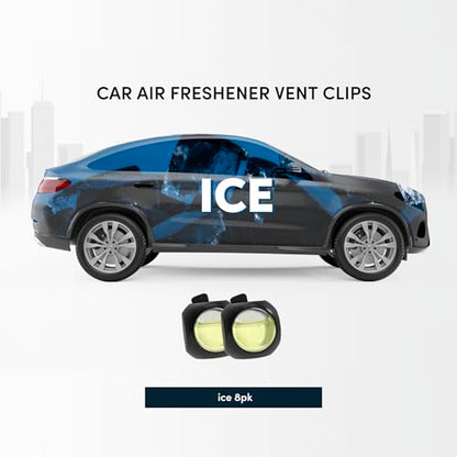 Car Air Freshener Vent Clips, 8 Pack, Provides Long-Lasting Scent, Up to 240 Days, Odor Eliminator (Ice Scent) - color: Ice