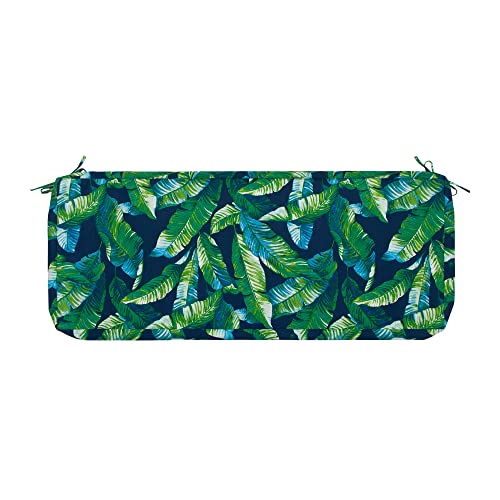 Magpie Fabrics Patio Bench Loveseat Cushion Covers (Replacement Cover only, No Insert!), Waterproof Fade Resistant Swing Cushion Slipcover with Ties(48x18x3 Inch, Green Lagoon Leaves) - color: A Green Lagoon Leaves, size: 48x18x3 Inch (1 Count)