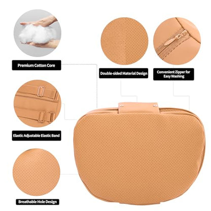 Car Headrest Pillow for Driving, Dual-Sided Leather Design Neck Pillow, Breathable Softness Neck Support, Universal Fit Head Rest Travel Pillow, Palomino Brown, 1 Pack - color: Palomino Brown