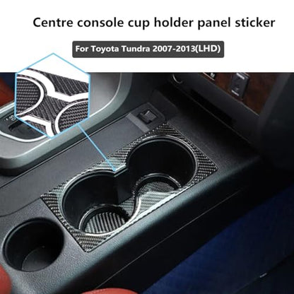 Car Front Seat Central Armrest Cup Holder Panel Sticker Trim for Toyota Tundra 2007-2013 Soft Carbon Fiber Centre Console Cup Holder Automotive Interior Decorative Cover - size: Centre Console Cup Holder Panel Trim Sticker