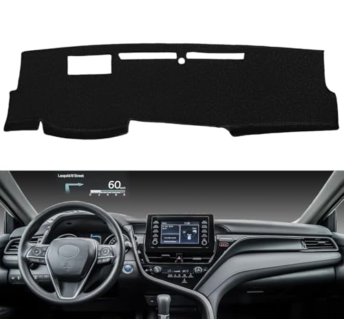 Dashboard Cover Dash Cover Mat Pad Custom Fit for Toyota Camry 2018 2019 2020 2021 2022 2023 2024 with Head Up Display (Black) Z12B - color: Black w/ HUD